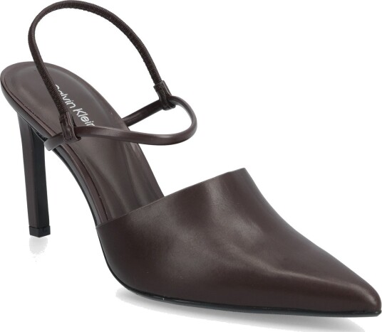 Calvin Klein Ess Stiletto 90 Sling Pol Lth Brown 39 Calvin Klein Ess Stiletto 90 Sling Pol Lth Brown 39
