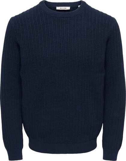 ONLY & SONS Onstheo Ls Structure Crew Reg   Navy   XS