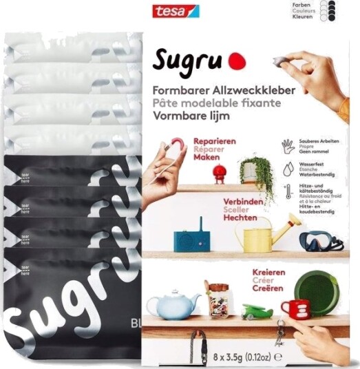Limpistol Tesa Tesa Sugru Formbar Universal Lim 8 Stk Svart/Hvit