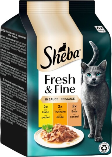 Sheba Våtfôr Fresh & Fine Og And I Saus Kylling Kalkun 72 X 50 G