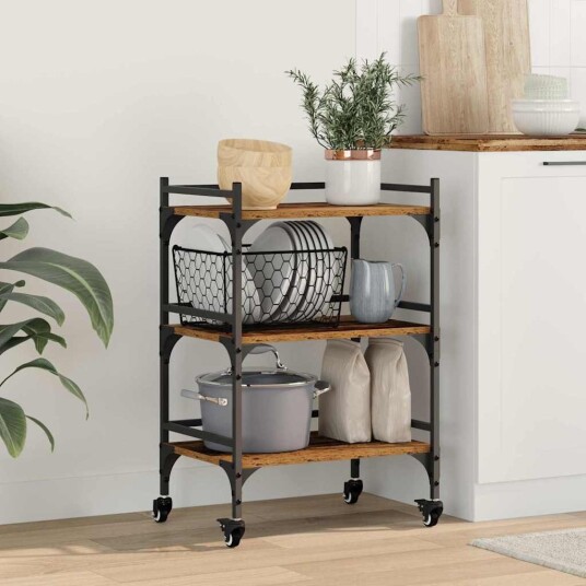 vidaXL Kjøkkenvogn Gamle tre 50 x 35 x 75.5 cm Konstruert tre vidaXL Kjøkkenvogn Gamle tre 50 x 35 x 75.5 cm Konstruert tre