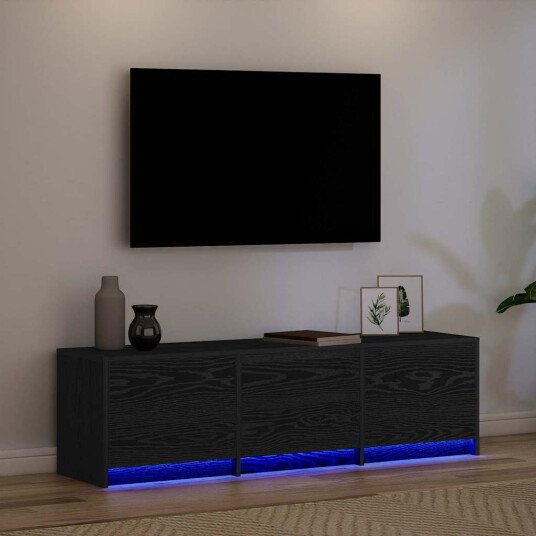 TV skap med skuff Svart eik 140 x 34 x 40 cm Konstruert tre TV skap med skuff Svart eik 140 x 34 x 40 cm Konstruert tre