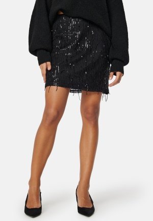 VILA Vistara Sequin Mini Skirt Black L