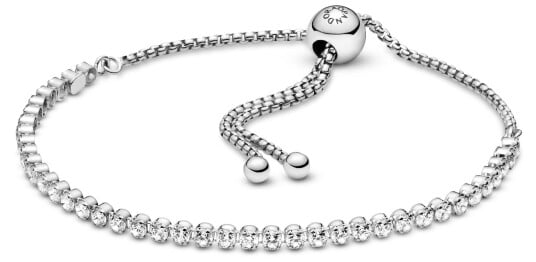 Pandora, Tennisarmbånd i 925 sølv med skyvelås, 25 cm Pandora, Tennisarmbånd i 925 sølv med skyvelås, 25 cm