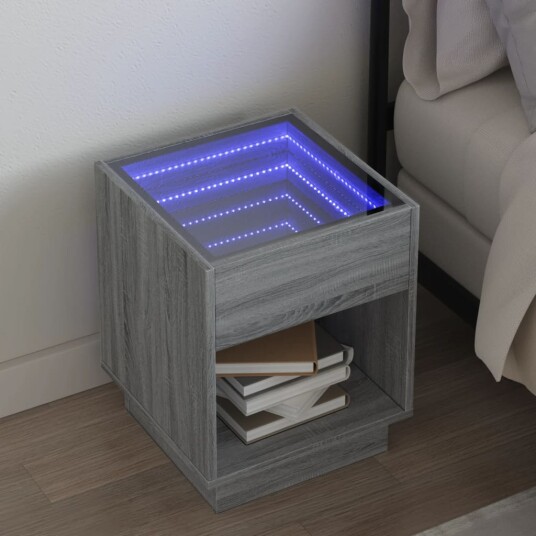  Salongbord med Infinity LED grå sonoma 40x40x50 cm 3284082