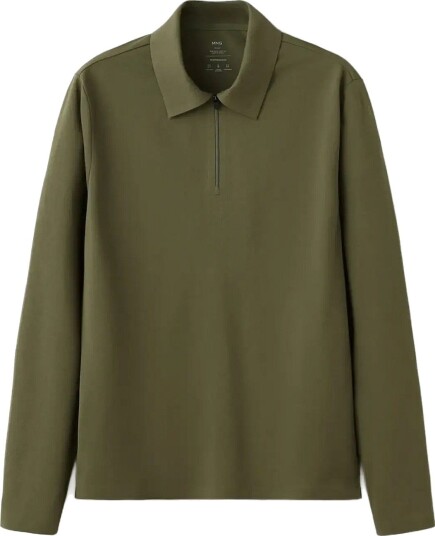 Mango Regular Fit Zip Polo With Thermolite® - BEIGE - KHAKI - L