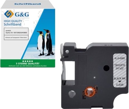 G&G 20980 Svart På Gjennomsiktig Kontinuerlig Etikett D1 Svart Dymo Dymo Labelmanager 160 Dymo Labelmanager 350 Dymo Labelmanager 350D Dymo Labelmanager 360D Dymo...