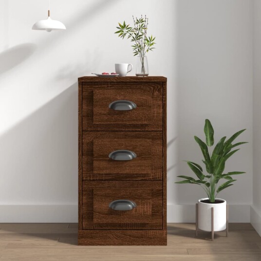 vidaXL Skjenk brun eik 36x35,5x67,5 cm konstruert tre