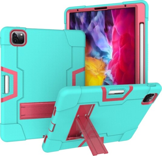 Trolsk Robust Hybriddeksel med Apple Pencil-plass iPad Pro 12,9 Turkis/Rosa
