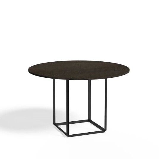 New Works Florence spisebord rundt Smoked oak, Ø 120 cm, sort stativ