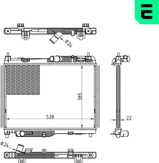 ERA 673335 Radiator, motorkjøling ERA 673335 Radiator, motorkjøling
