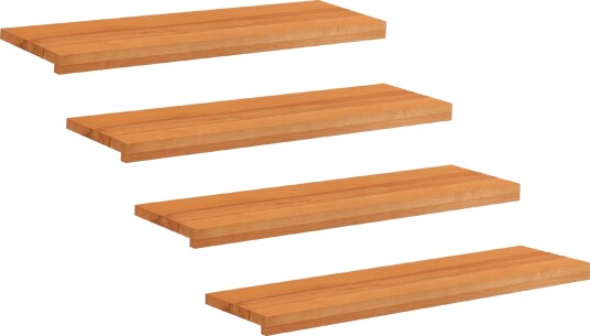 vidaXL Trappetrinn 4 stk. 100 x 30 x 2 cm Lys Brun Massiv bøketre