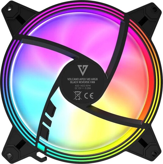 MODECOM Volcano Apex 140mm Vifte ARGB Reverse Fan 62.7 CFM 400-1400 RPM 26.5dB Svart MODECOM Volcano Apex 140mm Vifte ARGB Reverse Fan 62.7 CFM 400-1400 RPM 26.5dB Svart