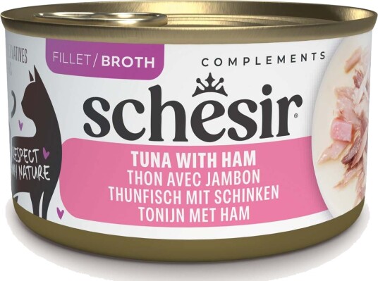 Schesir Våtfôr Complements I Buljong Tunfisk Med Skinke 12 X 70 G