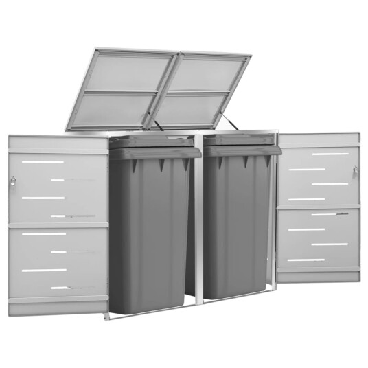 vidaXL Søppeldunkskur dobbelt 138x77,5x115,5 cm rustfritt stål