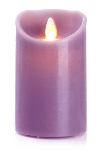 Kubbelys m/voks LED lilla H:12 Ø:7,5 cm