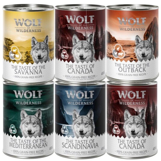 Wolf Of Wilderness Blandet Pakke 6 X 400G 6 X 400 G The Taste Of (5 Sorter) Wolf Of Wilderness Blandet Pakke 6 X 400G 6 X 400 G The Taste Of (5 Sorter)