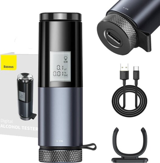 Baseus CRCX-01 Alkotester - Oppladbar, LED-skjerm, kontaktløs - Svart