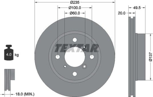 TEXTAR 92093200 Bremseskive TEXTAR 92093200 Bremseskive