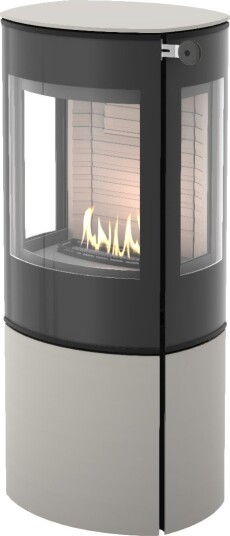 Caro 110 nikkel frittstående biopeis med sideglass og glassdør Caro 110 nikkel frittstående biopeis med sideglass og glassdør