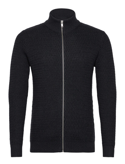 Lindbergh Zip Through Structure Cardigan - Black - XL