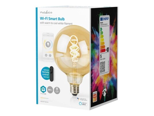 Nedis Smartlife Led-Filamentlyspære Form: Globus E27 4.9 W Ekvivalent 40 Klasse G Varm Til Kjølig Hvitt Lys 1800-6500 K Gull Nedis Smartlife Led-Filamentlyspære Form: Globus E27 4.9 W Ekvivalent 40 Klasse G Varm Til Kjølig Hvitt Lys 1800-6500 K Gull