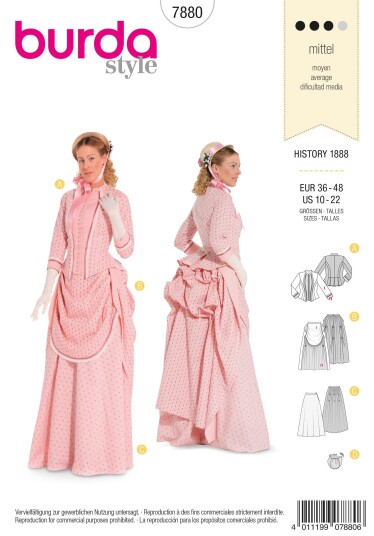 Burda 7880 - Historisk 1888 EUR: 36-48, US: 10-22
