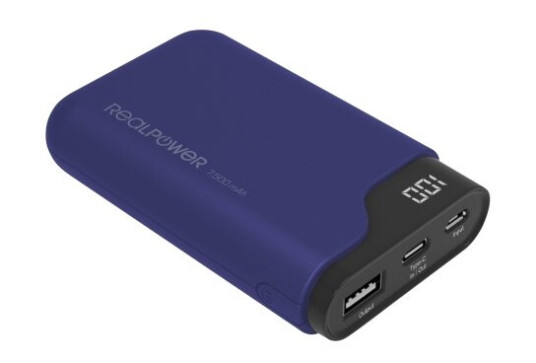 Realpower Pb-7500C Navy Blue, 7500 Mah, Sort, Blå Realpower Pb-7500C Navy Blue, 7500 Mah, Sort, Blå