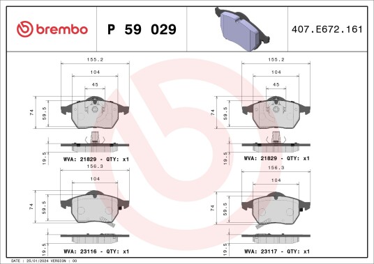 Bremseklosser BREMBO P 59 029