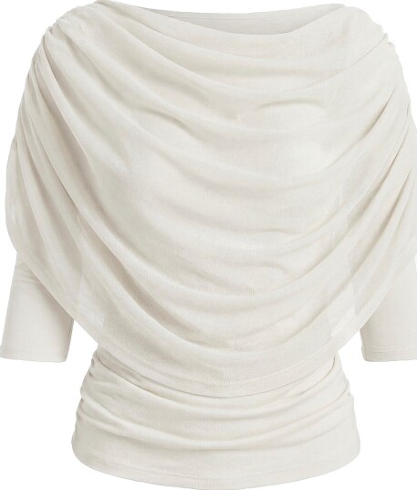 Object Bluse Objdina 2/4 Boatneck Cape Top E Tne Hvit