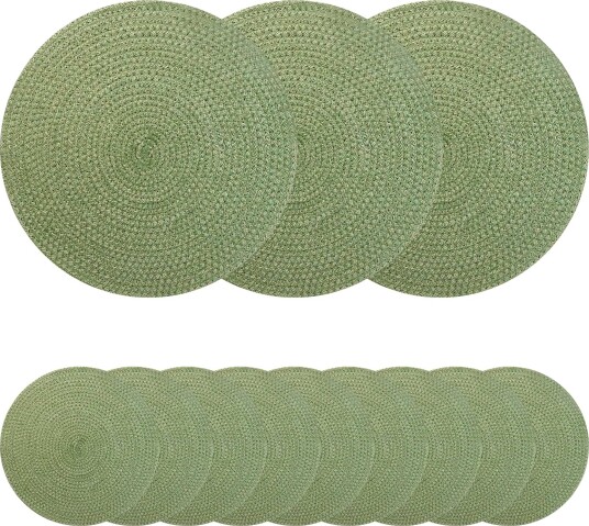 vidaXL Jute Placemets 12 stk. Olivengrønn 100% Tossa Jute