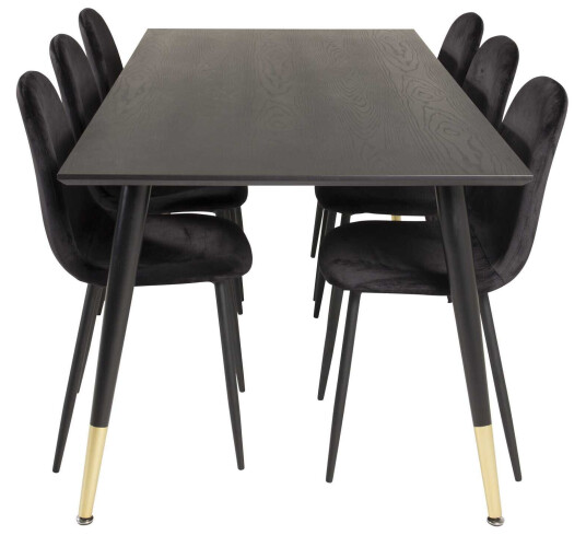 Venture Design Dipp & Polar spisegruppe Svart/svart 6 st stoler & bord 180 x 90 cm