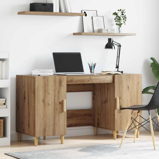 vidaXL Skrivebord med dør Artisan Eik 140 x 50 x 75 cm Konstruert tre