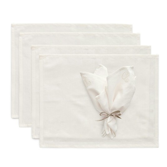Decotique Sienna Tekstilsett 4 Spisebrikker + 4 Servietter Hvit