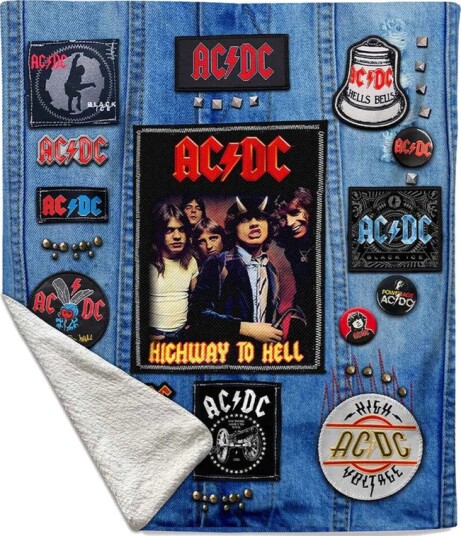 Rocksax AC/DC Battle Vest Sherpa Fleece Throw 50 in x 60 in 78899322
