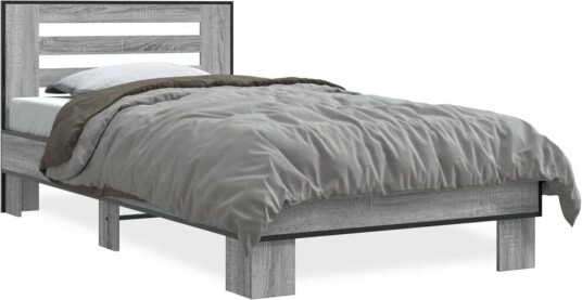 Sengeramme grå sonoma 90x190 cm konstruert tre og metall 8721102448836