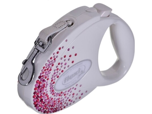 Flexi Uttrekkbar Snor Glam Splash Pink M 5M Hvit