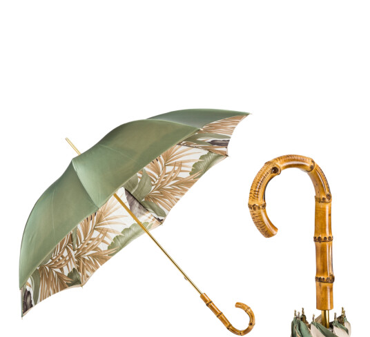 Pasotti Ombrelli Paraply lang Tropical grønn Pasotti Ombrelli Paraply lang Tropical grønn