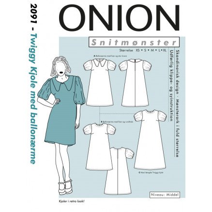 ONION Snittmønster Twiggy Kjole med Ballongermer