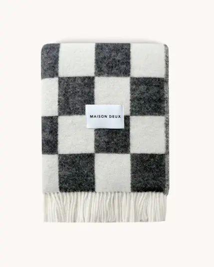 Maison Deux Checkerboard Pledd Sort/Hvit