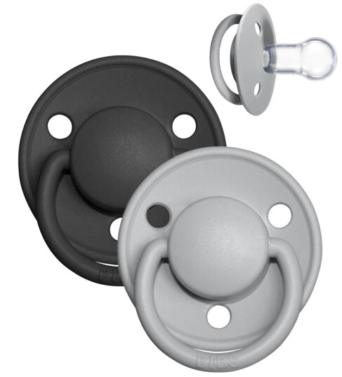 Bibs De Lux Smokk Onesize 2 pack Rund Cloud/Black 0 3 år Smokk Grå Svart