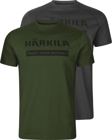 Härkila Men's Logo T-Shirt 2-Pack XXL , Duffel Green/Phantom