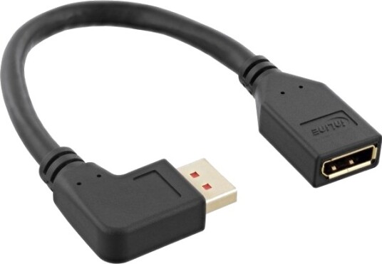 Inline Displayport Adapter Displayport W Rett Til Displayport M Venstrevinklet Displayport 1,4 15 Cm 8K Støtte Svart