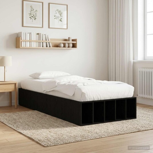 vidaXL Sengeramme med oppbevaring Svart eik 80 x 200 cm Konstruert tre