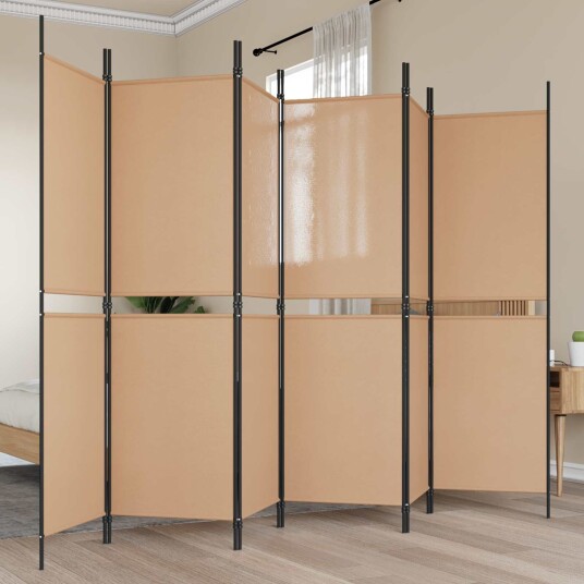 vidaXL 6-Panels Romdeler Beige 300 x 180 cm Stoff