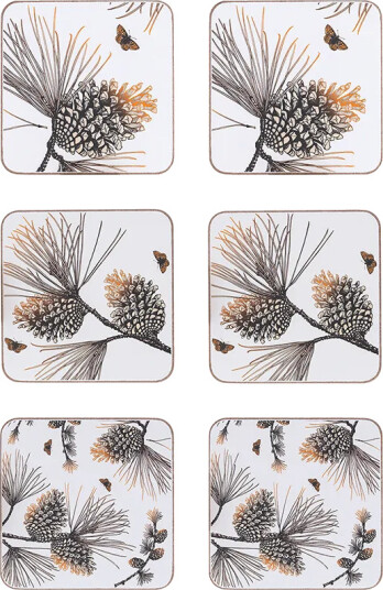 Åry Home Pine Cone glassunderlag 6 pakn. Cotton white