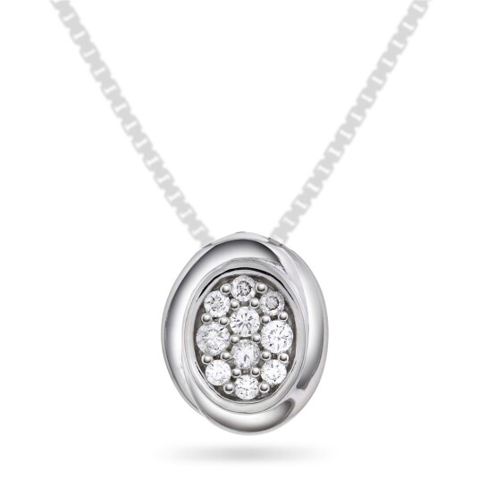 Pan Jewelry, Anheng i 585 hvitt gull med diamanter 0,15 ct