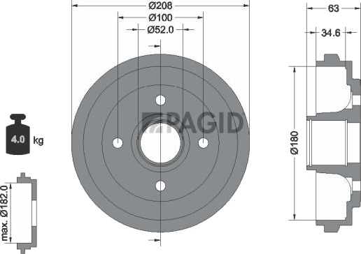 Bremsetrommel PAGID 61239N