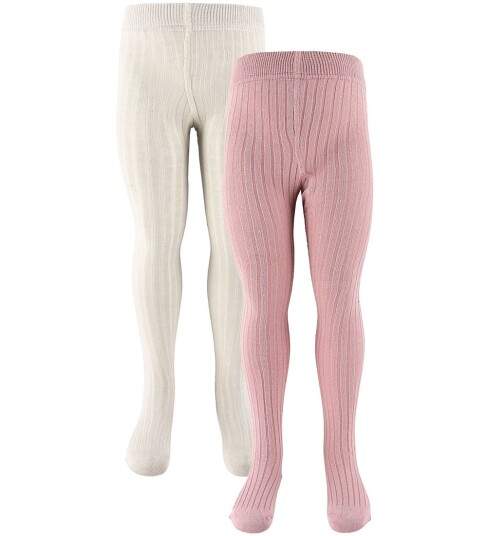 Minymo Ash Rose Strømpebukser Solid Rib 2-Pakning 80-86