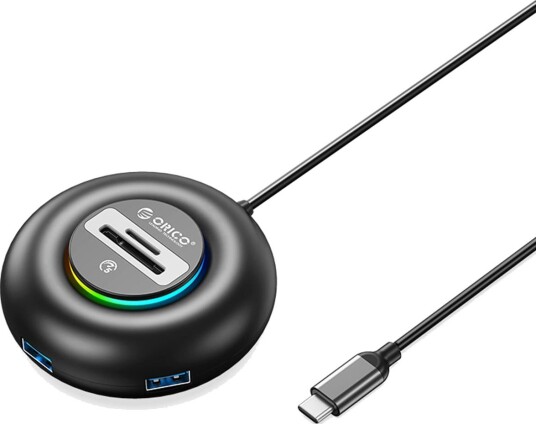 Orico YXR5-C3 RGB USB-hub med 4x USB-A 3.0 og SD/microSD-kortleser 1,8m Svart